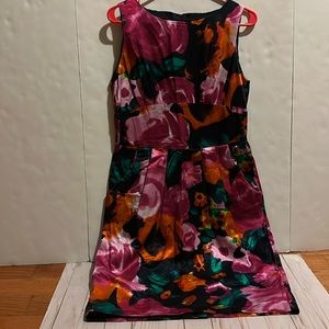 St. John Silk Floral Sleeveless Sheath Dress 8